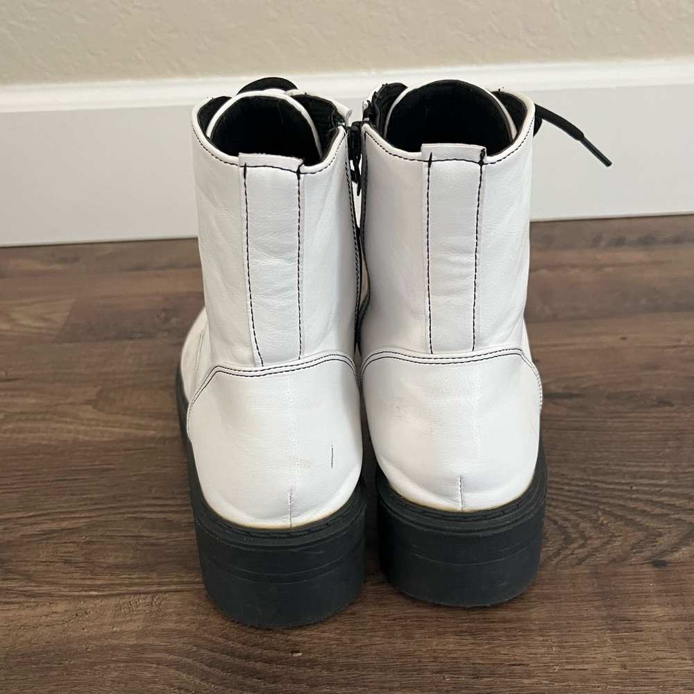 White Combat Boots Zip Side Women’s 10 (41) - Picture 9 of 10